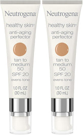 Neutrogena Healthy Skin Anti-Aging Perfector Tinted Facial Moisturizer and Retinol Treatment with Broad Spectrum SPF 20 Sunscreen with Titanium Dioxide, 50 Tan to Medium, 1 fl. oz (Pack of 2)