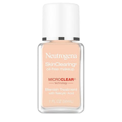 Neutrogena SkinClearing Oil-Free Acne and Blemish Fighting Liquid Foundation with Salicylic Acid Acne Medicine, Shine Controlling, for Acne Prone Skin, 80 Medium Beige, 1 fl. oz
