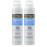 Neutrogena Sport Active Defense SPF 70 Sunscreen Spray, Sweat & Water Resistant Spray Sunscreen with Broad Spectrum Protection for Sunburn Prevention, Oxybenzone-Free, Twin Pack, 2 x 5 oz