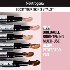Neutrogena Healthy Skin Glow Perfector Concealer Pen, Lightweight Liquid Makeup for Face with Pro-Vitamin B5 & Vitamin E for a Radiant Finish, Deep, 0.1 oz