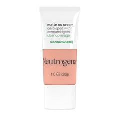 Neutrogena Clear Coverage Flawless Matte CC Cream, Full-Coverage Color Correcting Cream Face Makeup with Niacinamide (b3), Hypoallergenic, Oil Free &-Fragrance Free, Apricot, 1 oz