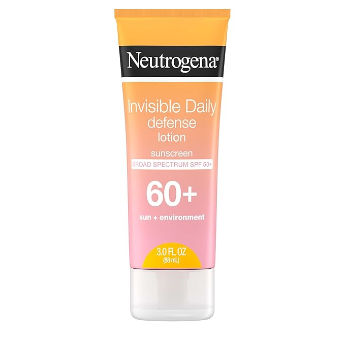 Neutrogena Invisible Daily Defense Sunscreen Lotion, Broad Spectrum SPF 60+, Oxybenzone-Free & Water-Resistant, Sun & Environmental Aggressor Protection, Antioxidant Complex, 3.0 fl. oz