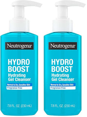 Neutrogena Hydro Boost Face Wash,Fragrance Free,Hydrating Facial Cleanser with Hyaluronic Acid,Daily Foaming Face Wash & Makeup Remover,Hypoallergenic Gel Cleanser,7.8 fl. oz,(Pack of 2)