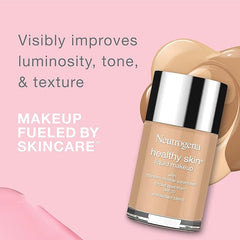 Neutrogena Healthy Skin Liquid Foundation Makeup with Broad Spectrum SPF 20 Sunscreen, Lightweight, Medium Coverage Makeup with Sunscreen and Pro-Vitamin B5, Natural Beige 60, 1 fl. oz